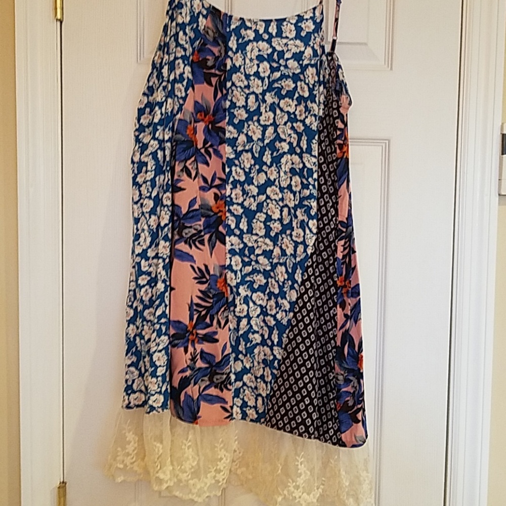 Umgee boho blue floral lace blouse top dress nwt